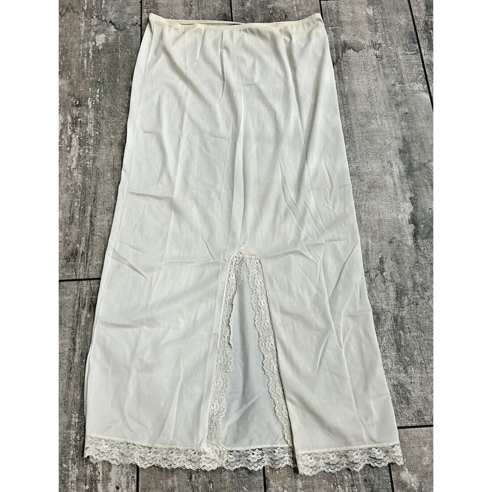 Vintage JC Penny Slip Skirt Womens Small Ivory Nylon Lace Fairy Babydoll Bridal‎